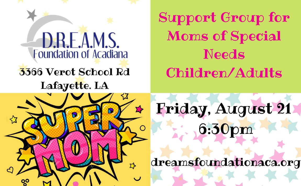 dreamsfound's tweet image. This support group is for moms of children/adults with special needs who want to connect with other moms &amp;amp; discuss topics that are near &amp;amp; dear to our hearts!

RSVP's recommended but not required. Email dreamsteambuilders2020@gmail.com if you plan to attend or have questions.