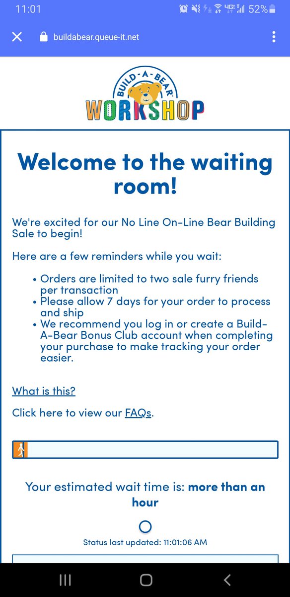 The <a href="/buildabear/">buildabear</a> pay your age sale was canceled due to Covid and replaced with the "No line online sale" which has an hour plus wait. I guess we have different definitions of "no line". LOL