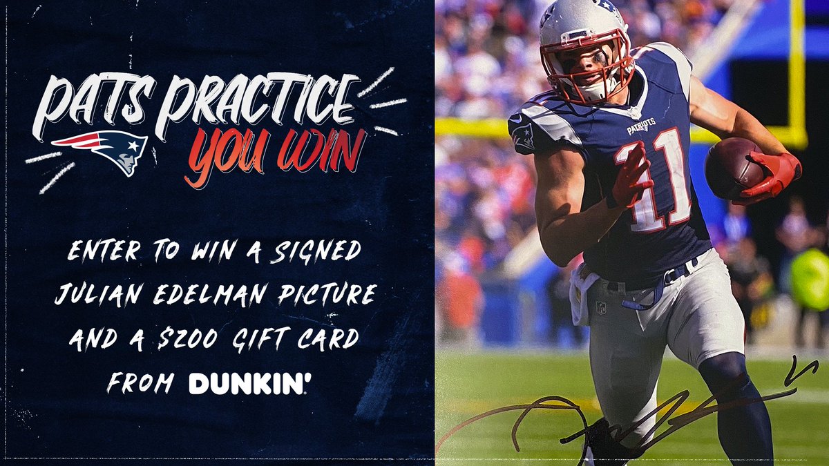 #PatsPracticeYouWin is back!
RT to enter to win a $200 @dunkindonuts gift card + a signed @Edelman11 photo.
Rules: https://t.co/HX5YqXoZ6c https://t.co/TX3cIWHssT
