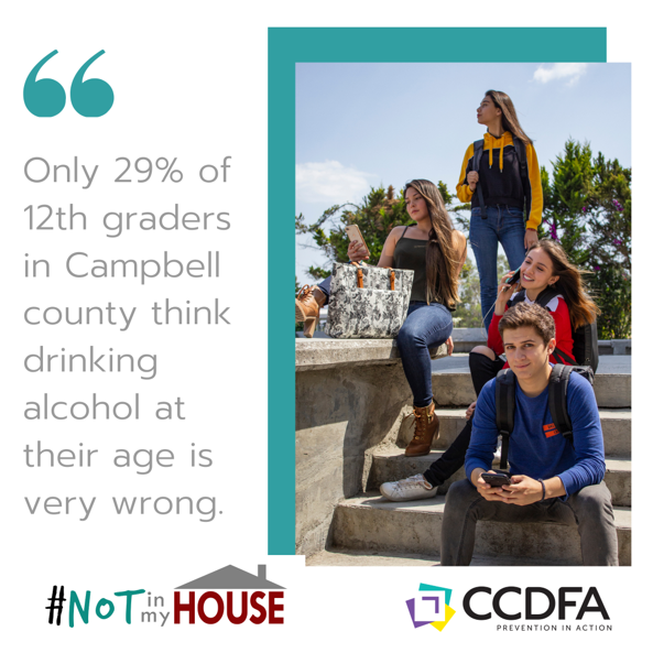 Talk to your teens about the risk of underage drinking!
#NotInMyHouseCCDFA #PreventionInAction