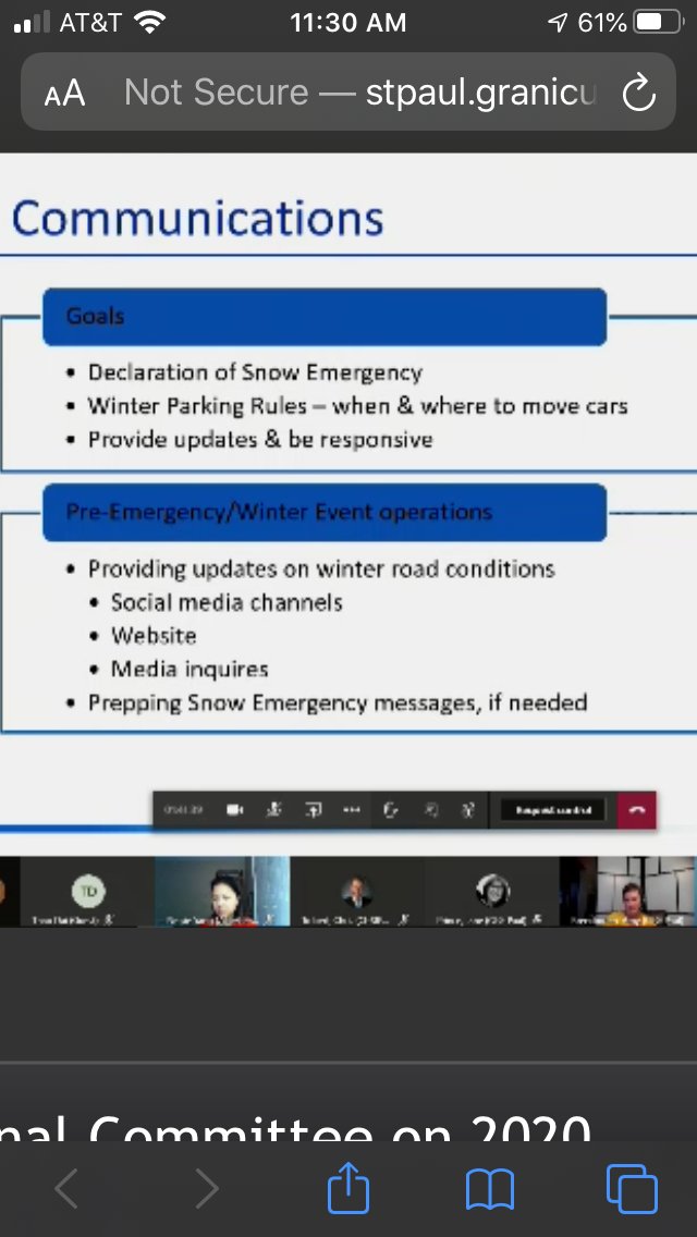 If city is in a night plow or day plow phase, and someone calls for salt on a residential street, it’s not going to happen. That happens during the clean-up phase afterward. 651-266-PLOW will soon offer recorded messages on snow Emergencies in Spanish, Hmong and Somali.