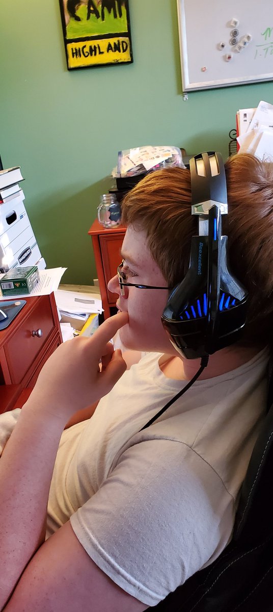 JoeysIrishPower's tweet photo. #FirstDayOfSchool2020 #DigitalLearning #MusicTech he's been living in this room since March as you can tell... Took over my Formal Living Room/Office as his game room and classroom... #FirstDayOf9thGrade https://t.co/Utkkap0WnK
