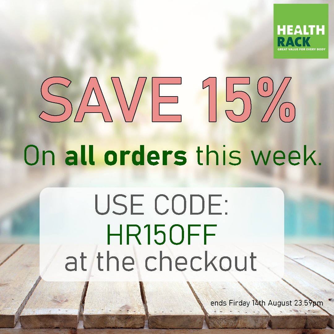 Have you heard the good news? 
You can save 15% off all orders at Health Rack, This week only. #healthylifestyle #healthsupplements #healthrack #offer