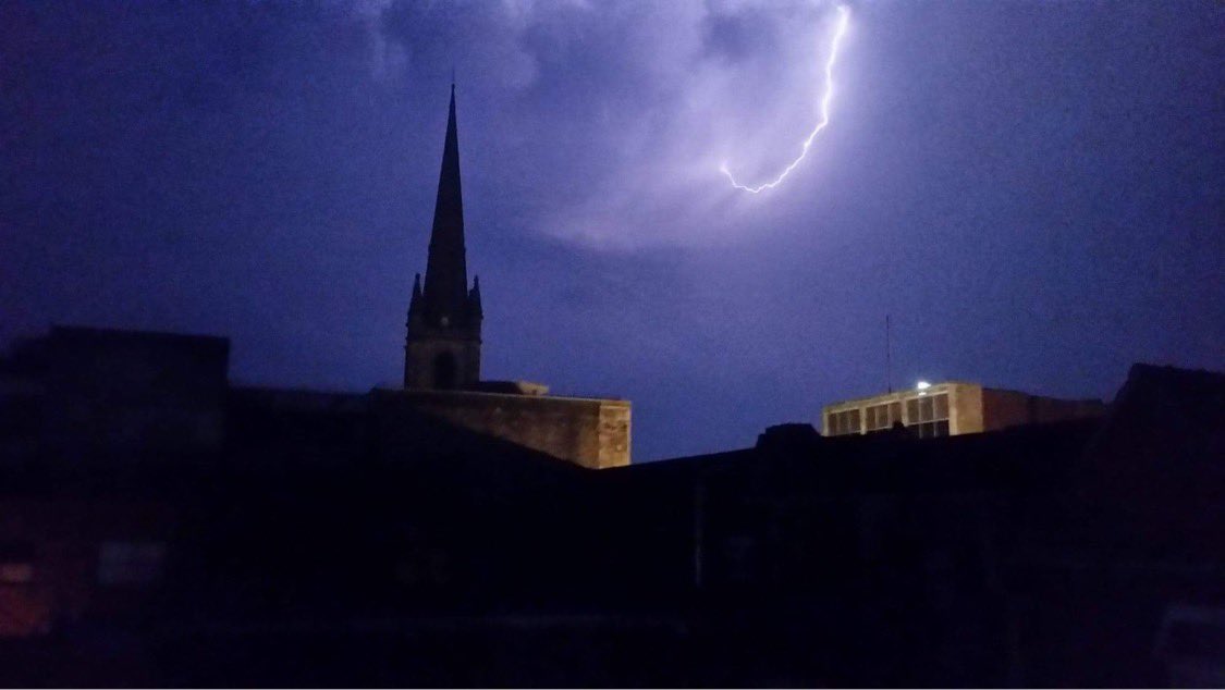 Beautiful @topchurchdudley in last night’s storm, taken by Vic Myatt.