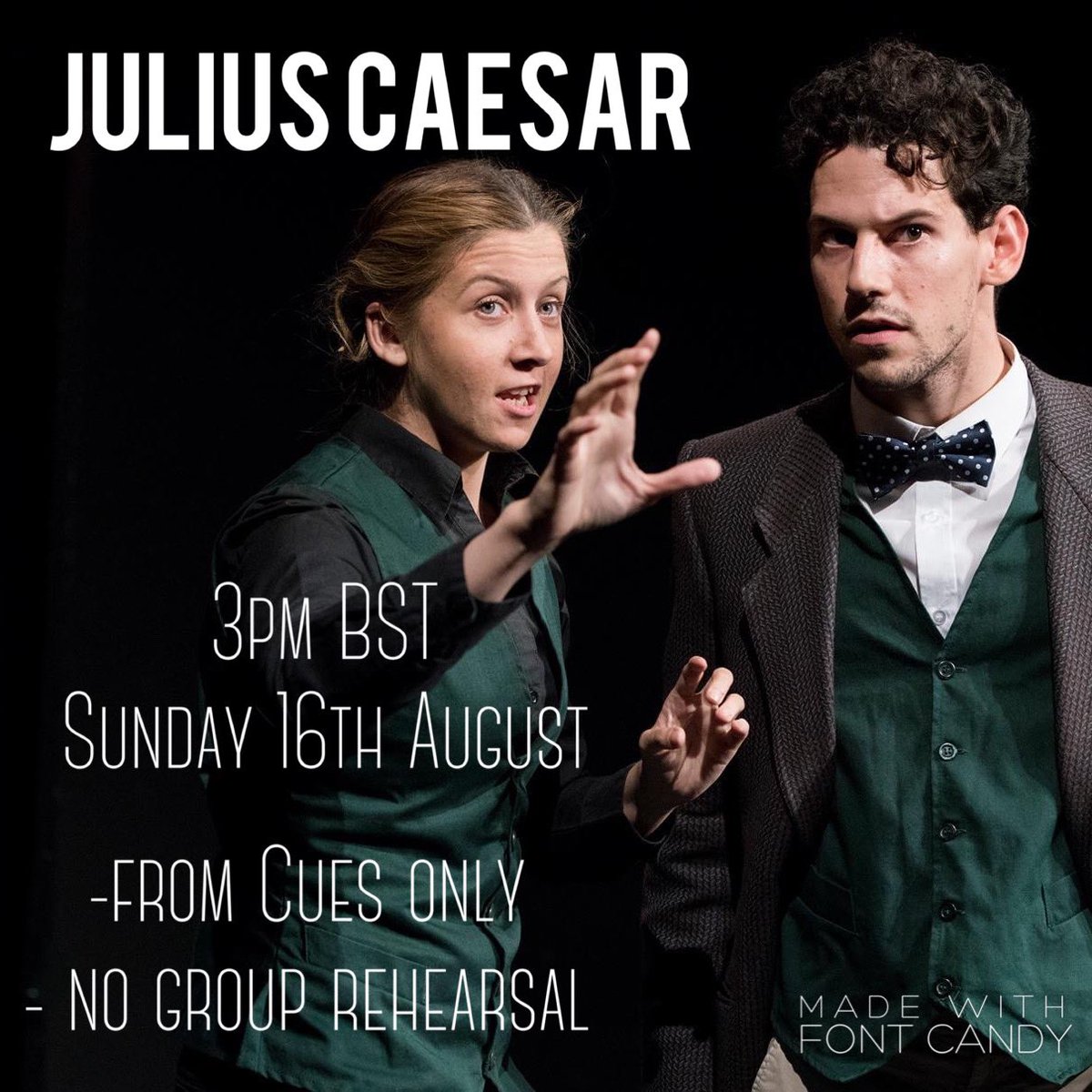 shakescenery's tweet photo. JULIUS CAESAR 3pm Sunday 16th August #Shakespeare #cuescripts #liveperformance #nogrouprehearsal #originalpractice see you there! 3pm: https://t.co/L4LZ7ZEe99 https://t.co/kiH7HwdBL8