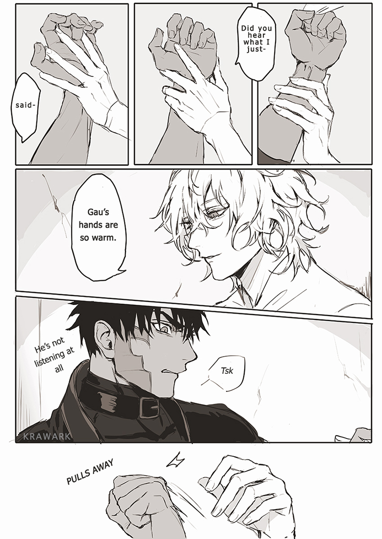 #OC Solus x Gau ship comic practice! Solus is usually quiet but his sado/yandere meter can go from 0 to 100 in a matter of sec. Gau is just an angy hardworking bb. 