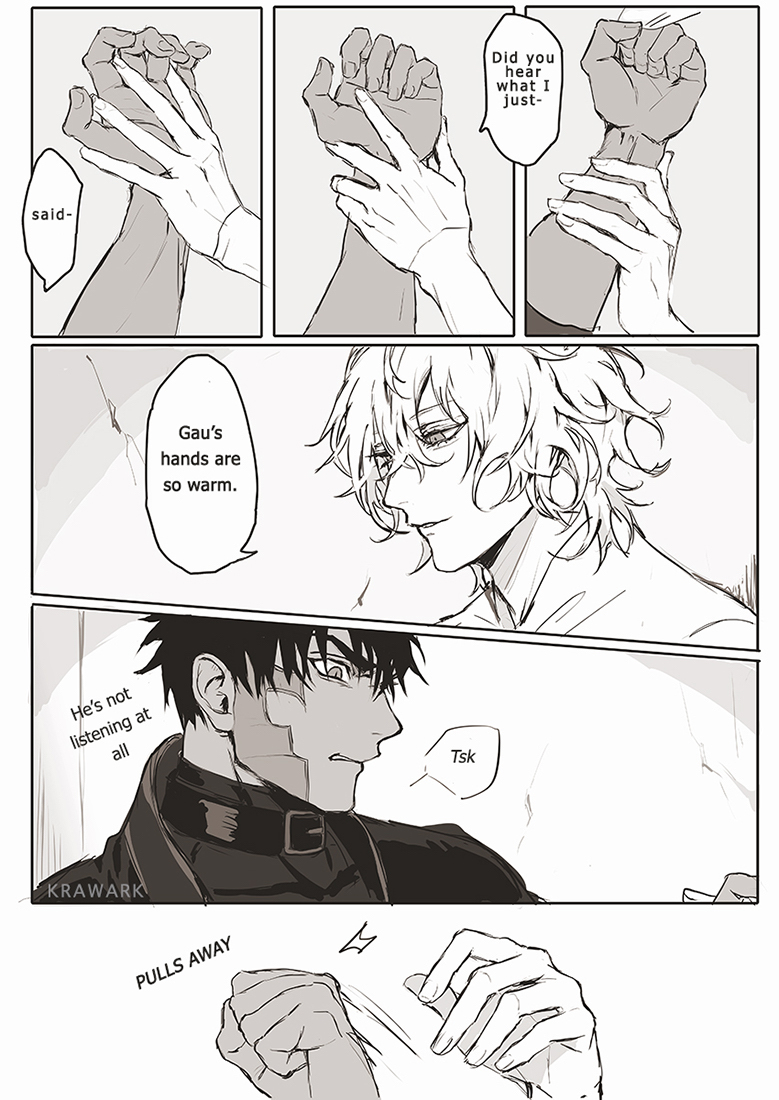 #OC Solus x Gau ship comic practice! Solus is usually quiet but his sado/yandere meter can go from 0 to 100 in a matter of sec. Gau is just an angy hardworking bb.