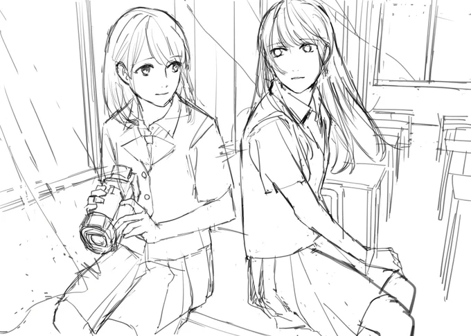 汚すぎるラフからなんとか線画を描き起こし、塗って、ぼかしとか光を追加したりして、完成です。 