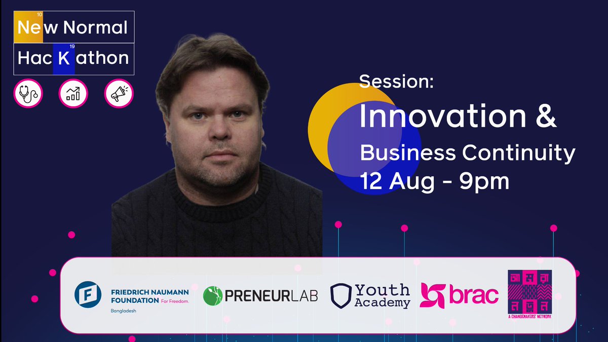 FNFinBangladesh's tweet photo. Join #Session3 of #NewNormalHackathon on #BusinessContinuity #Innovation tonyt at 9pm.
He will discuss business transformations during corona.
Learn more at https://t.co/CnMm2SqW1T
#hackathon #Bangladesh #freedom #forfreedom #partnersinfreedom #Time4Freedom #foundationforfreedom https://t.co/kKae4WDK8r