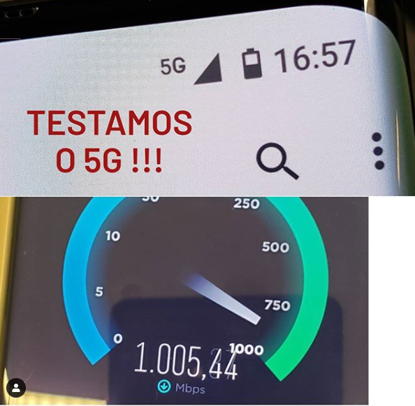 ColunaHighTech's tweet photo. Olha a velocidade que ele atinge na palma da sua mão! Estivemos na sede da @ClaroBrasil, acessando a rede #5G. Que já funciona em algumas áreas de #SãoPaulo e do #RiodeJaneiro. https://t.co/wRxIp12ZeA
