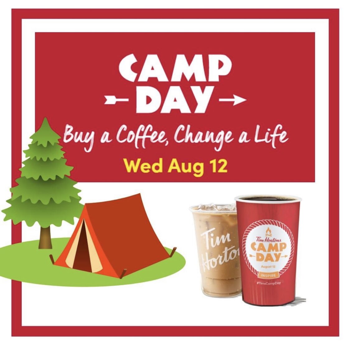 TimsWestman_MB's tweet image. Happy CAMP DAY friends! Today’s the day, 100% of the proceeds from Coffee/Iced Coffee sales support the Tim Hortons Foundation Camps, helping disadvantaged kids achieve their potential! #CampDay #HelpChangeALife