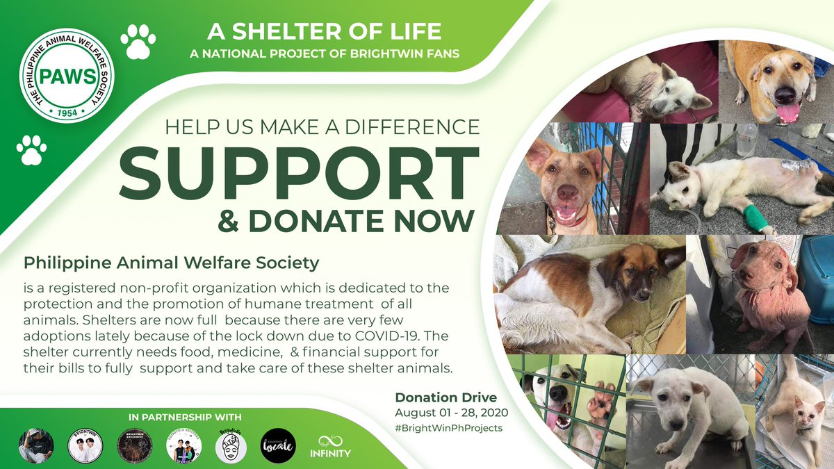 BW_InfinityPH's tweet photo. πΊ National Project for Bright and Win π°
Let us show our love for @bbrightvc and @winmetawin by helping those greatly affected by this pandemic. This project aims to help animals who currently need foods & medicine. For donation you can dm us for details. #BrightWinPhProject https://t.co/v32oeAZVFu