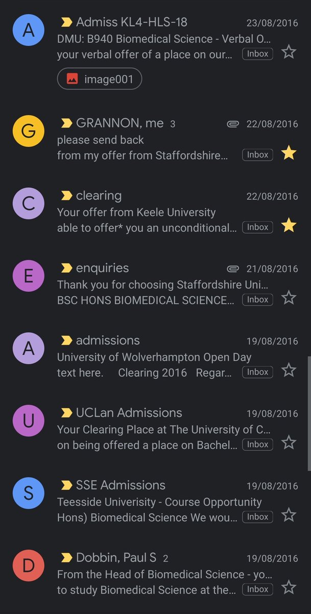 if you're in clearing & a uni gives you an offer, ask them to email it you + the link where you can accept the offer. if ur unhappy, ring other uni's, say you haven't got anything & accumulate offers. as you can see I got offers after my results day too (the 18th) #ALevelResults