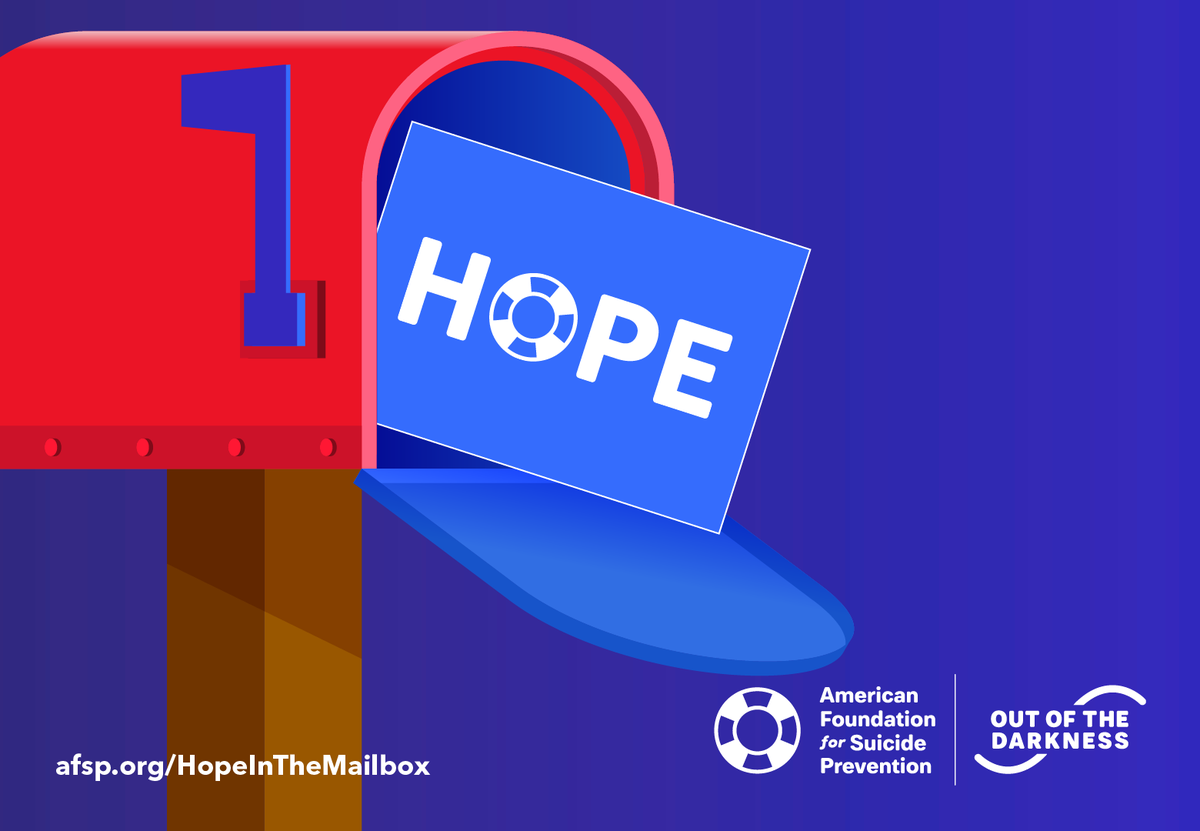 AFSPIL's tweet photo. While there may be some limitations on how we can gather in person this year, we can still send hope and let people know that they are not alone. Order free HOPE cards today for your loved ones! #HopeInTheMailbox
https://t.co/mMGkWRkOkW https://t.co/7PwLowrEmc