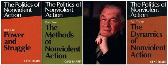 (2/n) How many of you know about Gene Sharp?He was an American political scientist who has written a book on how to demolish the government in nonviolent and democratic ways – “The Politics of Nonviolent Action”. He was a political science professor and it was part of his PhD