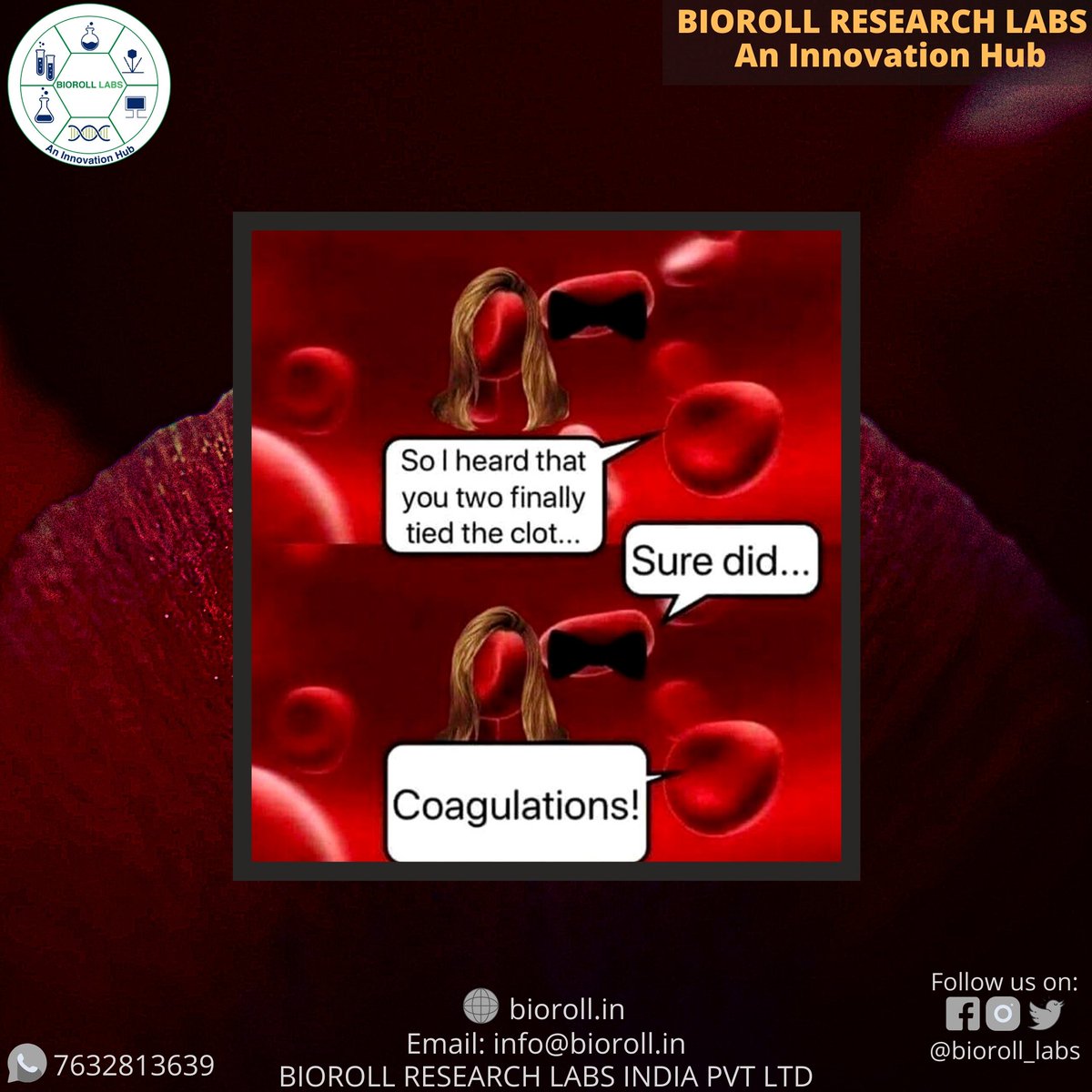 bioroll_labs's tweet photo. Two blood cells met and fell in love❣️But alas..it was all in vein💢
#ScienceIsLove👨🎓
Follow us on twitter:https://t.co/gOOYpaqoaY
Insta: bioroll_labs
Fb:https://t.co/gIcW6UGH0U
#biorollresearchlabs #science #love #relationshipgoals #fun #thoughtoftheday #thoughts #Memes https://t.co/MSPaBaBNTF