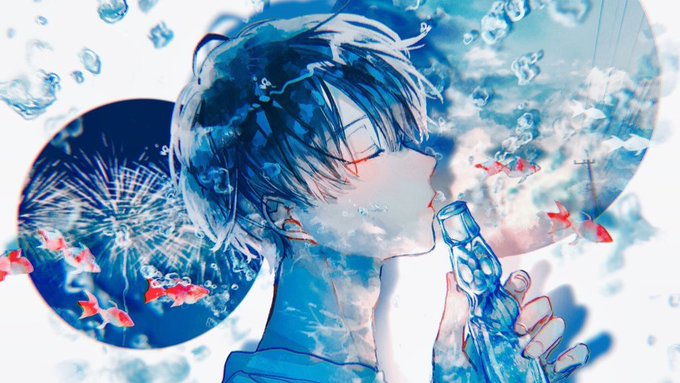 「blue theme bubble」 illustration images(Popular)