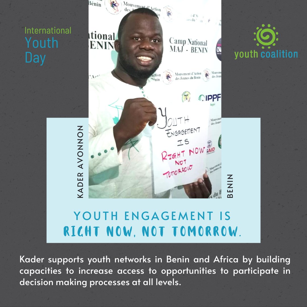 youth_coalition's tweet photo. YC Member @kaderav10 facilitates young people's capacity strengthening, helping them become more effective advocates! He did this just last week at the #ProJEUNES workshop in #Benin! :)
On #InternationalYouthDay, Kader believes that #YouthEngagement is RIGHT NOW, NOT TOMORROW! https://t.co/2jV0Mok0Nl