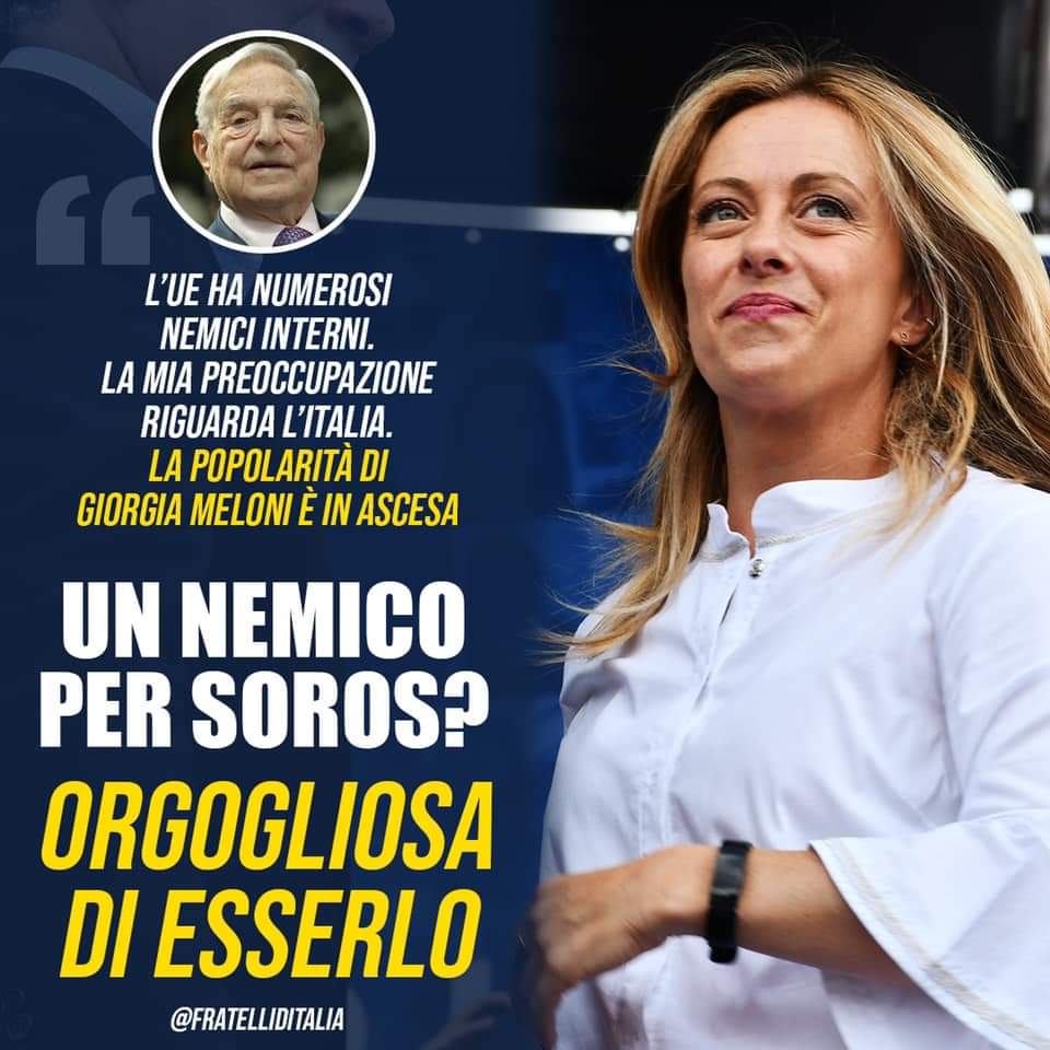 Per Soros sarei un nemico della UE. Io penso che i veri nemici dell’Europa siano coloro che speculano sulle disgrazie, finanziano l'immigrazione di massa e destabilizzano interi popoli. Se combattere queste derive significa essere un nemico per Soros, sono orgogliosa di esserlo