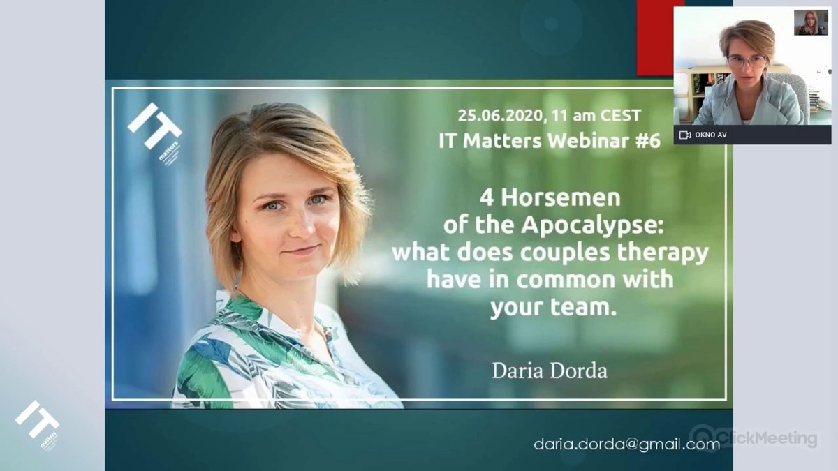 What Does Couples Therapy Have in Common With Your Team?

🗣 How we talk to each can have a massive impact 

<a href="/DariaDorda/">Daria Dorda</a> can help you make positive changes

buff.ly/33TwYuv