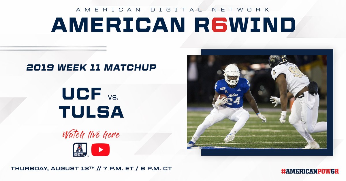 On this week's on the #AmericanR6wind, we look back at the <a href="/TulsaFootball/">Tulsa Football</a>'s comeback win against UCF last season. 

Tune in Thursday at 7 PM ET/6PM CT → youtube.com/user/AmericanA…

#AmericanPow6r