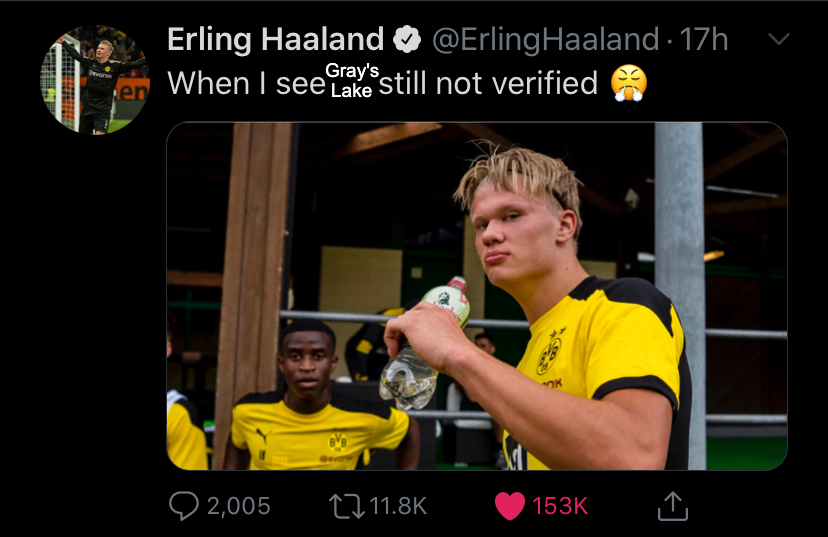 grayslakefc's tweet photo. Hey @TwitterSupport , listen to the man! @erling supports GLFC - what more do we need?

#UpTheMonsters #supportlocalsoccer https://t.co/8khVOZS7pr