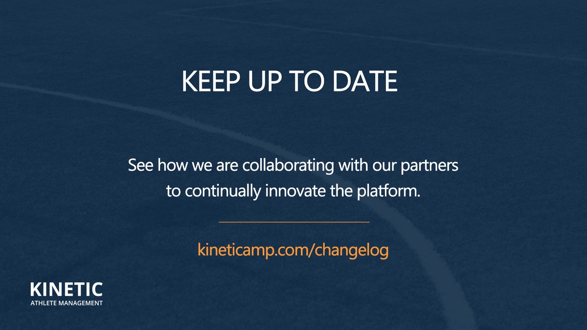 KineticAMP's tweet photo. We’re constantly updating Kinetic with exciting new features. Stay up to date with the full changelog and future updates here https://t.co/BtMsi2MA6S

#athletemanagement #athletedevelopment https://t.co/EB3P2aNCud
