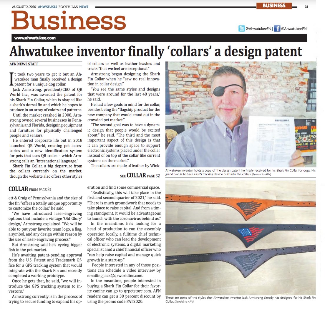 sharkfincollar's tweet photo. Ahwatukee Foothills News recoginizes the Shark Fin™ patent accomplishment! Go #SharkFinCollar! https://t.co/WA7a7OD2bo