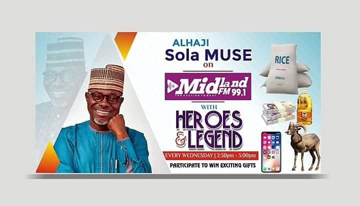 imtc_global's tweet photo. Hello Kwarans!

How much do you know the Late Chief Josiah Sunday Olawoyin?

You can join the renowned statesman, Alhaji Shola Muse on HEROES AND LEGENDS on Midland 99.1fm by 2:30pm this afternoon. 

Listeners can also win exciting gifts for participating. 

Don't miss it! https://t.co/YYdP1YPwoJ