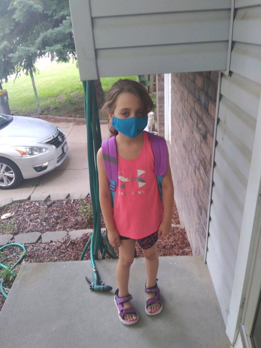 BryanCederburg's tweet photo. The back to school mask edition pics. You would think after having 5 months off they would be a little more excited. https://t.co/uWbRcagjo7