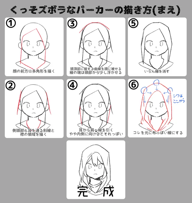 『なんとなく描けてる気がする』ズボラお絵描き講座パーカー編【応用～前面・背面～】 