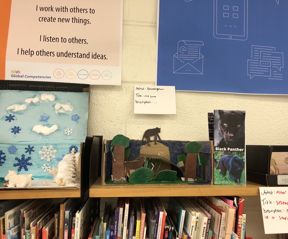 MmeLisa_Lewis's tweet image. Nurturing a love of inquiry &amp;amp; expression in the SLLC thru exhibits that highlight projects/art done in classes. Frequent openings w/parents &amp;amp; students showcase the work &amp;amp; turn the LLC into a gallery.⁩ #ShareYourLibrary #ONSchoolLibrary ⁦@krushowy⁩ ⁦@shelleylaskin⁩