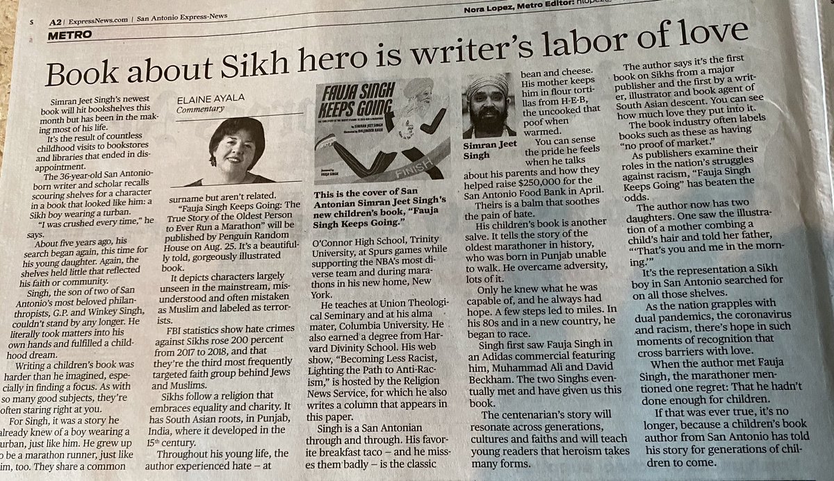 simran's tweet photo. First review in print on Fauja Singh Keeps Going! 

I’m so grateful that readers from all over will now have a chance to learn more about a community they don’t know very well! https://t.co/HlHzHGiGQc