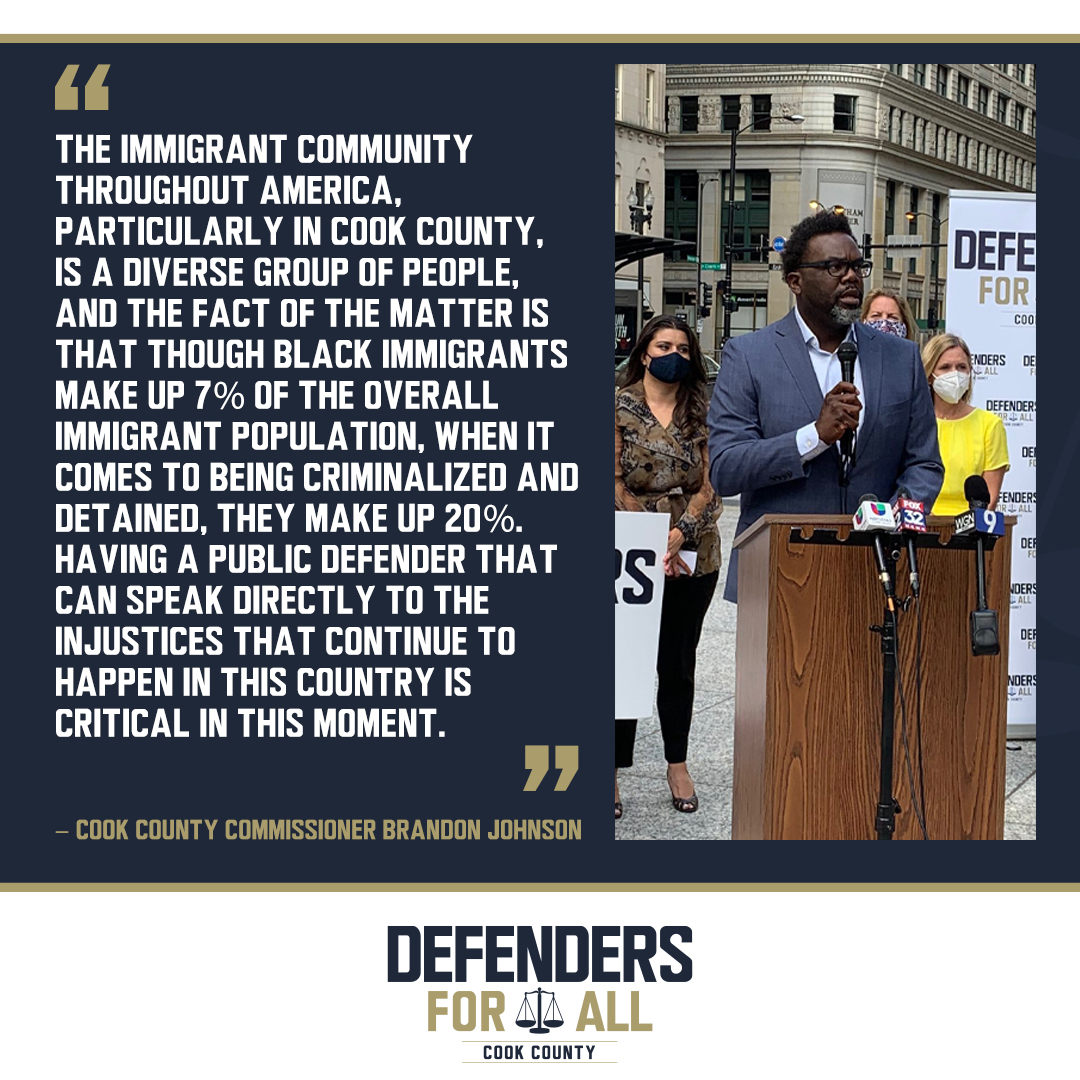 d4a_il's tweet photo. Although black immigrants make up 7% of the overall immigrant population, they make up 20% of those being criminalized and detained. Join @BrandonCCD1 in the fight to put #peopleoverpolicing and call YOUR commissioner today!

#D4A https://t.co/WYV8MZkSyf