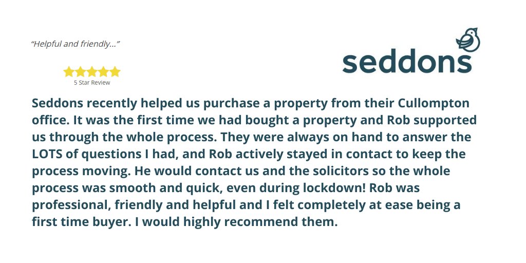 Are you a #firsttimebuyer? If you have any #property questions, we are happy to help. Thanks for your kind words Jayne! 🌐 allagents.co.uk/review/401178/

#CustomerExperience #Testimonial #Review #allAgents #Seddons #EstateAgents #Cullompton #Devon