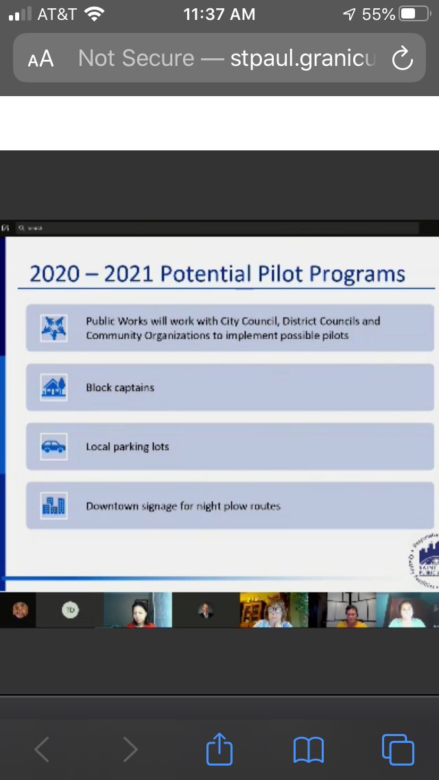 St. Paul residents rely heavily on what their neighbors are doing to determine when/whether to move their cars. Pilot program would work with schools, churches to provide temporary parking spaces during snow emergencies. Public Works needs help identifying potential partners.