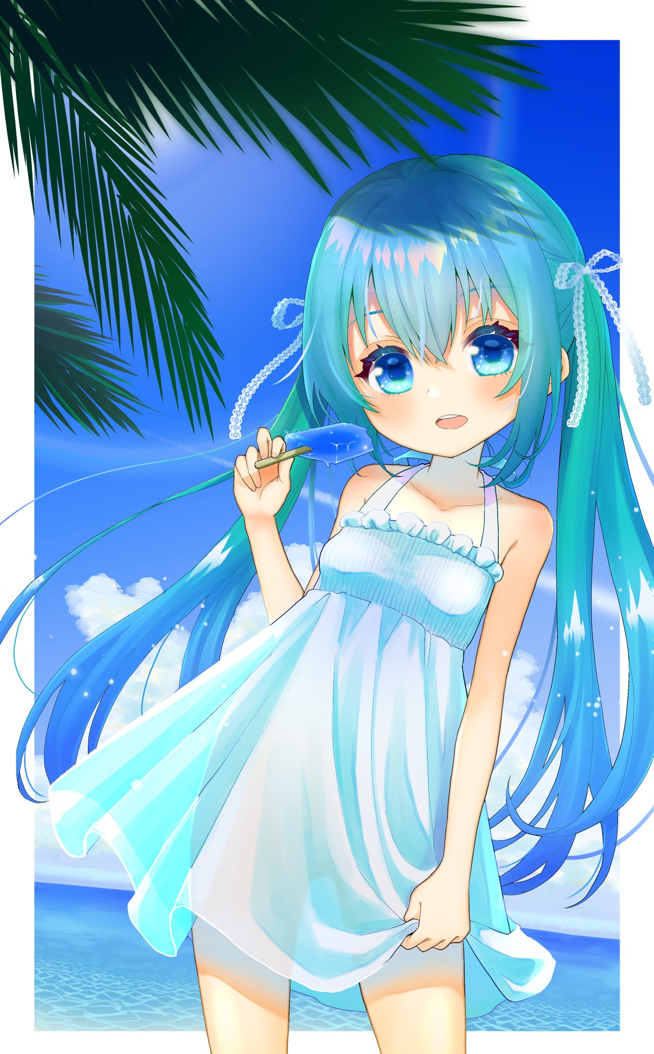 ちょこそられいと 初音ミク イラスト 夏イラスト Hatsunemiku Vocaloid 暑いので 涼し気な絵を描きました T Co Xtnd58vxyz Twitter