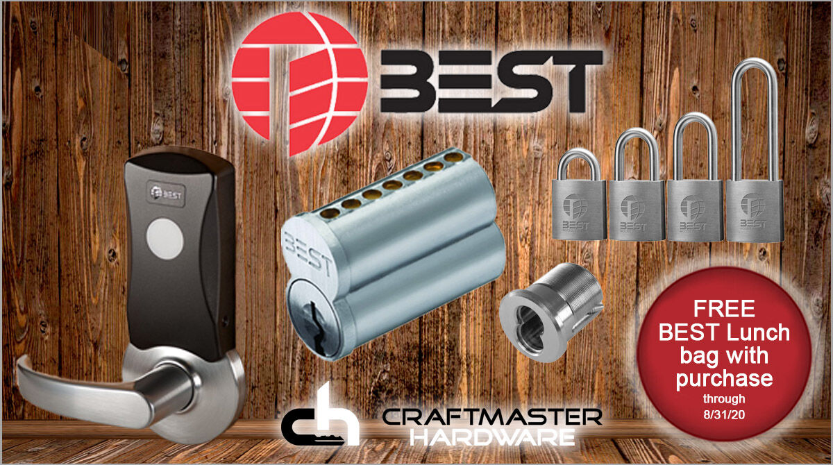 CraftmasterHard's tweet image. COUNT ON BEST WHEN YOUR SECURITY IS ON THE LINE! Wide selection of #BESTlocks and #DoorHardware, #CylindricalLocks and #Cylinders, #Deadbolts, #KeyBlanks, #MortiseLocks, and #Padlocks. Visit bit.ly/3d46gAX to Order Now, call 800 221-3212 to start your BEST project today!