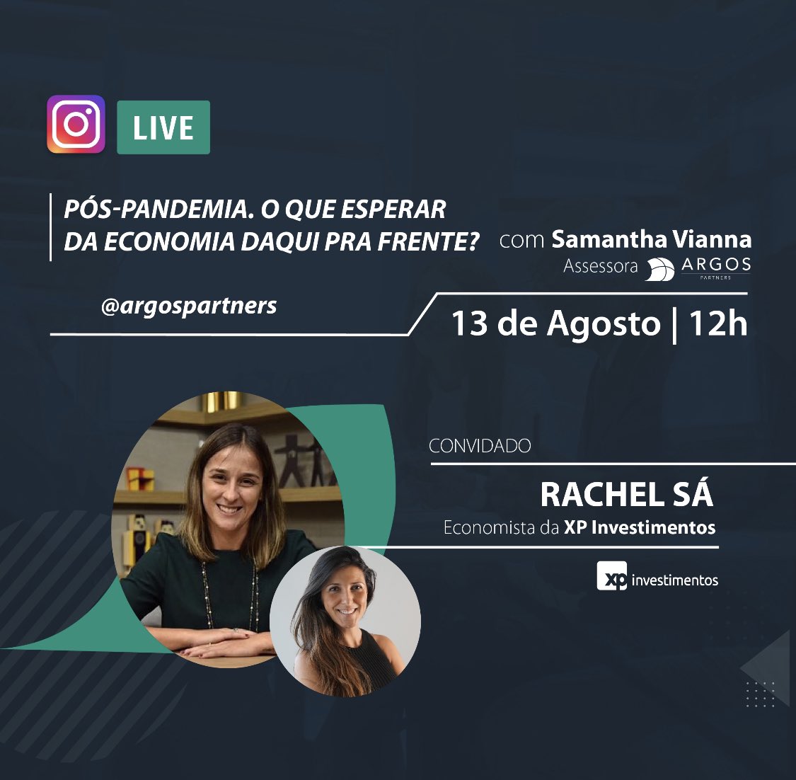 Samantha Vianna on X: Hoje tem live com Samuel Ponsoni, analista de fundos  da XP Investimentos e @WagSfc pelo Instagram da Argos Partners ✔️  Conecte-se.  / X