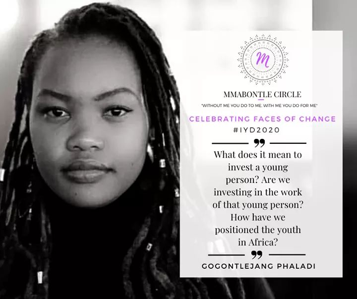 MmabontleCircle's tweet photo. @MmabontleCircle commemorates #IYD2020 by celebrating these phenomenal leaders as #FacesOfChange. "May we know them, May we be them, May we raise them". Join us by sharing your #FacesOfChange!
#YouthEngamentForGlobalAction
@GogontlejangP @lillianmoremi https://t.co/Ne5kKvMIXG