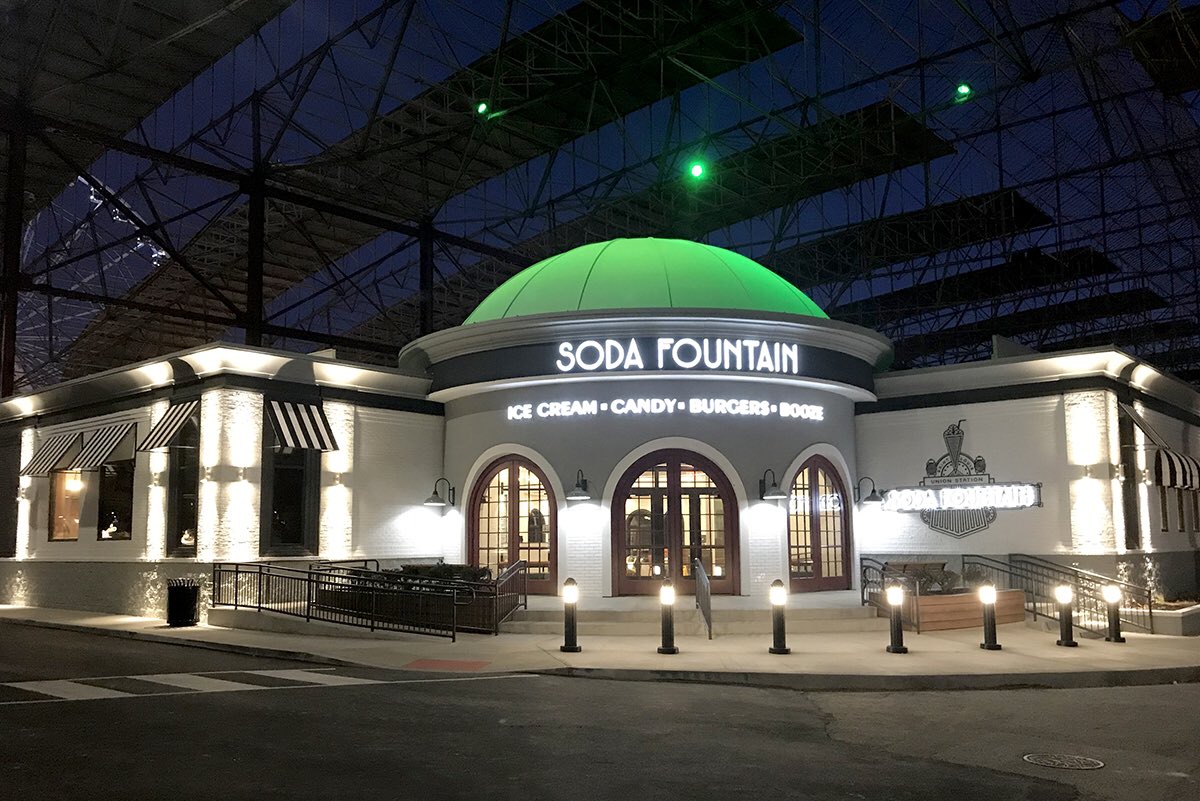 BellContractors's tweet photo. The St. Louis Union Station Soda Fountain is officially back OPEN! We had the pleasure of working with them in January of this year and can't wait to see how they SHINE in the future. https://t.co/MnE4NFiNHr