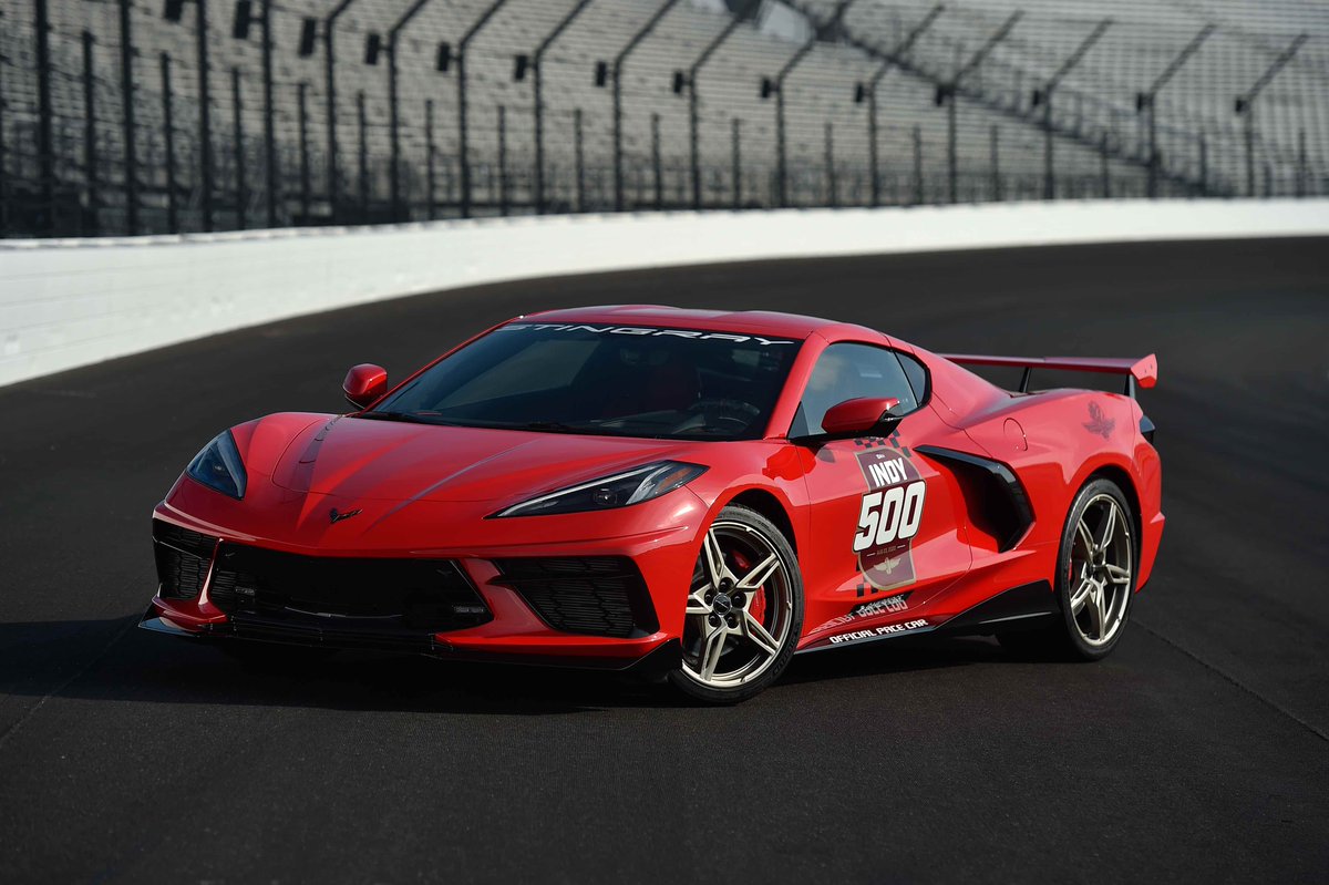 IMS's tweet photo. 🚨 RACE FANS 🚨

Get your first 👀 at the official @TeamChevy Corvette Stingray that will lead the field to green at this year's #Indy500! 🔥🔥🔥

#INDYCAR | #Indy500 https://t.co/SvAsPxkvvU