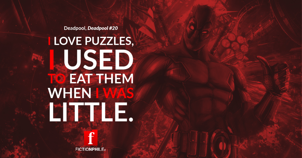 thefictionphile's tweet photo. "I love puzzles, I used to eat them when I was little."

#Deadpool #DeadpoolComic #DeadpoolFanArt #DeadpoolFans #DeadpoolNation #MercWithAMouth #XForce #WadeWilson #ComicBooks #comics @TheBrianPosehn @GerryDuggan @RobertLiefeld @VancityReynolds @deadpool @Marvel @DeadpoolMovie https://t.co/LNCjkeYsl6