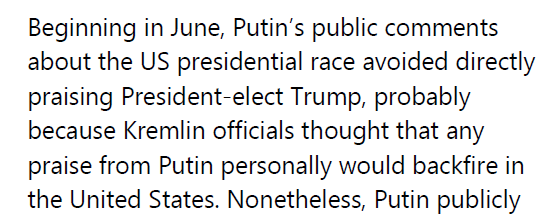 8/ but it's the lack of evidence in ICA which is most frustrating. Plus the interpretation of anything as confirmation of their theories. Look at these two comments on first page. That Putin tried to hep Trump "when possible" by publicly "contrasting her unfavorably". But also