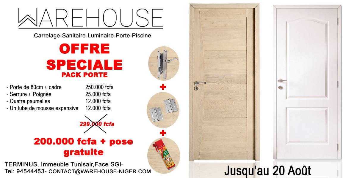 WarehouseNiger's tweet photo. Découvrez notre promotion sur nos portes, bénéficiez d'une réduction de près de 30% ainsi que la pose gratuite de votre porte.
Nous sommes joignables au 94544453 pour plus d'informations.
#Niger https://t.co/S3JvaIVK5f