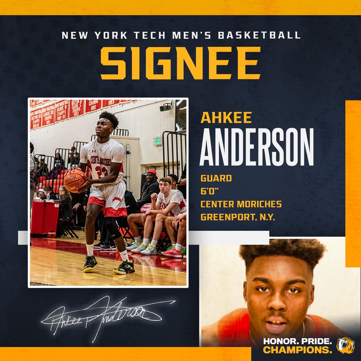 NYITBears's tweet photo. @NYITMBB Ahkee Anderson also joining @NYITMBB 

Welcome to Tech! 

#HonorPrideChampions https://t.co/CpYxSXgzUf