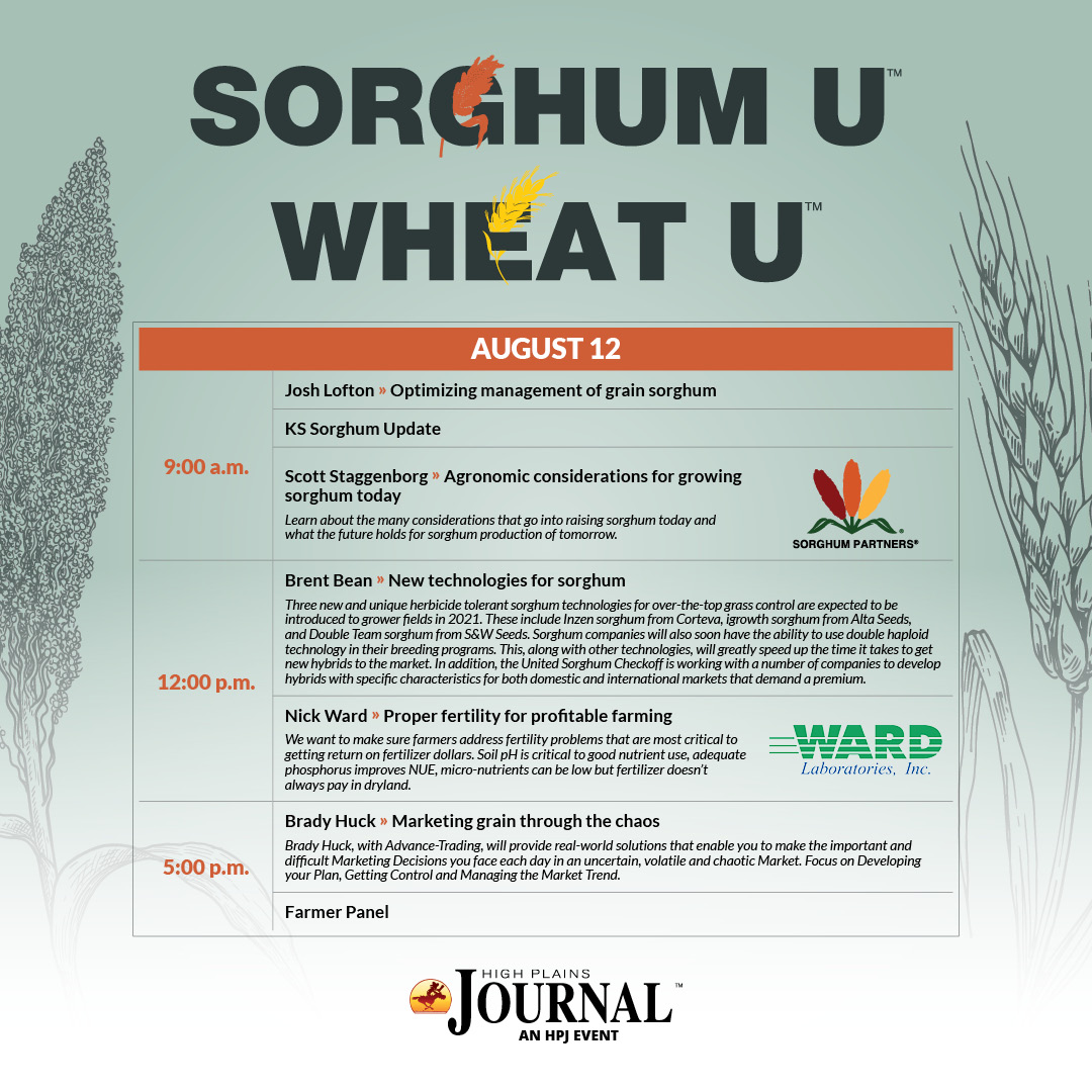 HighPlainsJrnl's tweet photo. Day 2 of #suwu20 just kicked off! Connect with our farmer panel and speakers online during our live webinars. #sorghumu #wheatu 
Register at https://t.co/3Yx6A0Tlso. https://t.co/9mG7HCCBWV