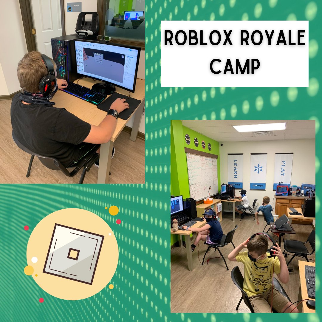 CodeNinjaHanovr's tweet image. Welcome to day 3 of Roblox Royale Camp! Today campers are working on making their own battle royale arenas in Roblox Studio! We have some talented game designers in the Dojo this week!