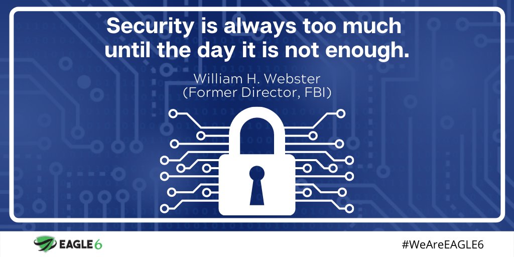 officialEAGLE6's tweet photo. Don't wait to take control of your #cybersecurity until it's too late! Check out https://t.co/i5oFRjDNMo to see how we can help secure your enterprises. #WeAreEAGLE6 #Security #Enterprises #Hackers #CyberAttacks https://t.co/OB387hNKgL