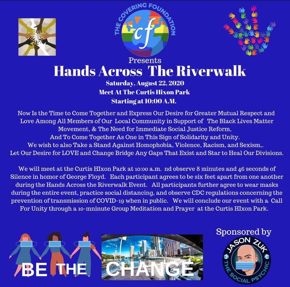ProtestsTampa's tweet photo. Come join the Covering Foundation in their event “Hands Across The Riverwalk” on August 22nd. Now is the time to stand in solidarity with each other and be a part of the Change.
#BlackLivesMatter
#BlackLivesMatterTampa
#HandsAcross https://t.co/NKZU06s10K